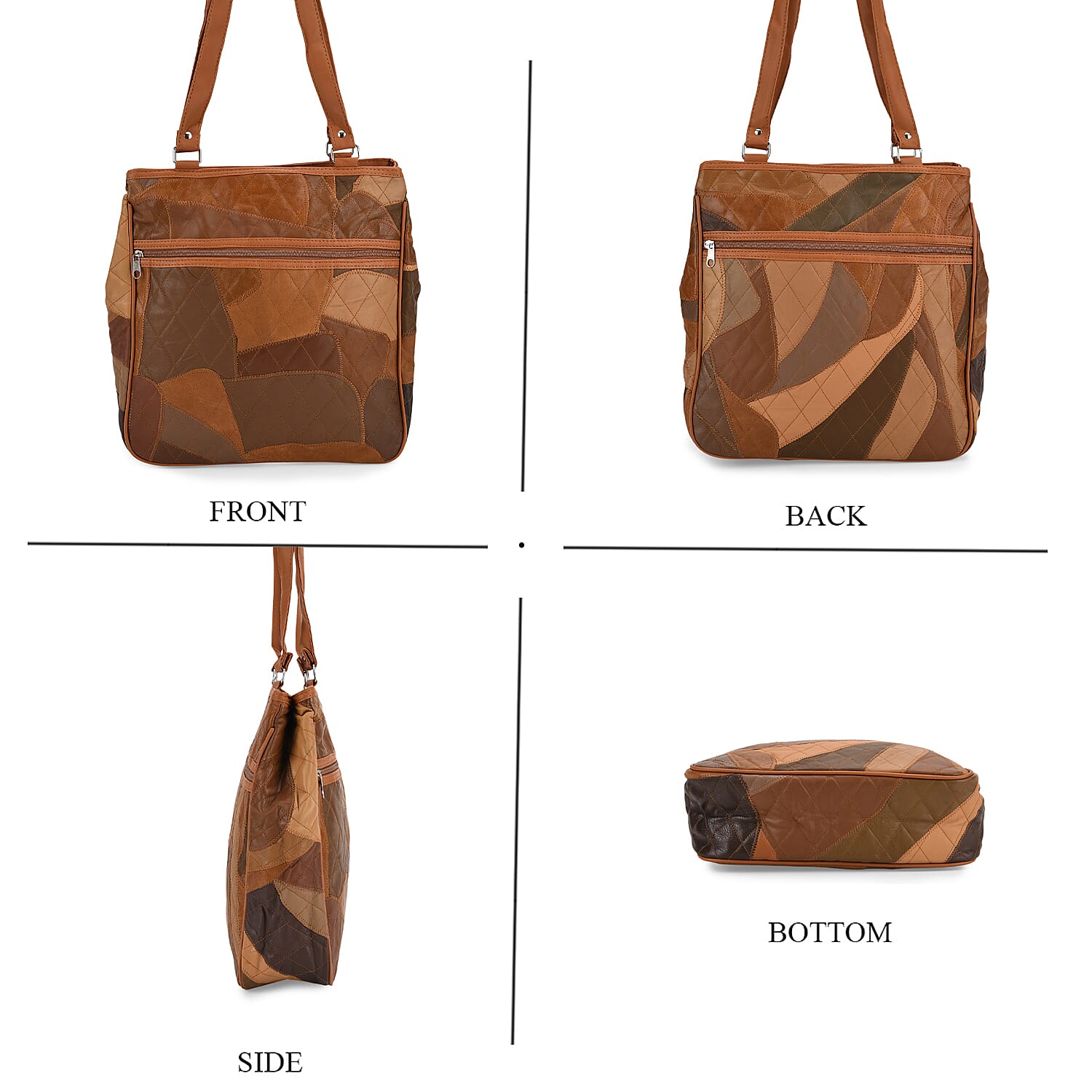 Genuine Leather Tote Bag (Size 30x10x33 cm) - Camel