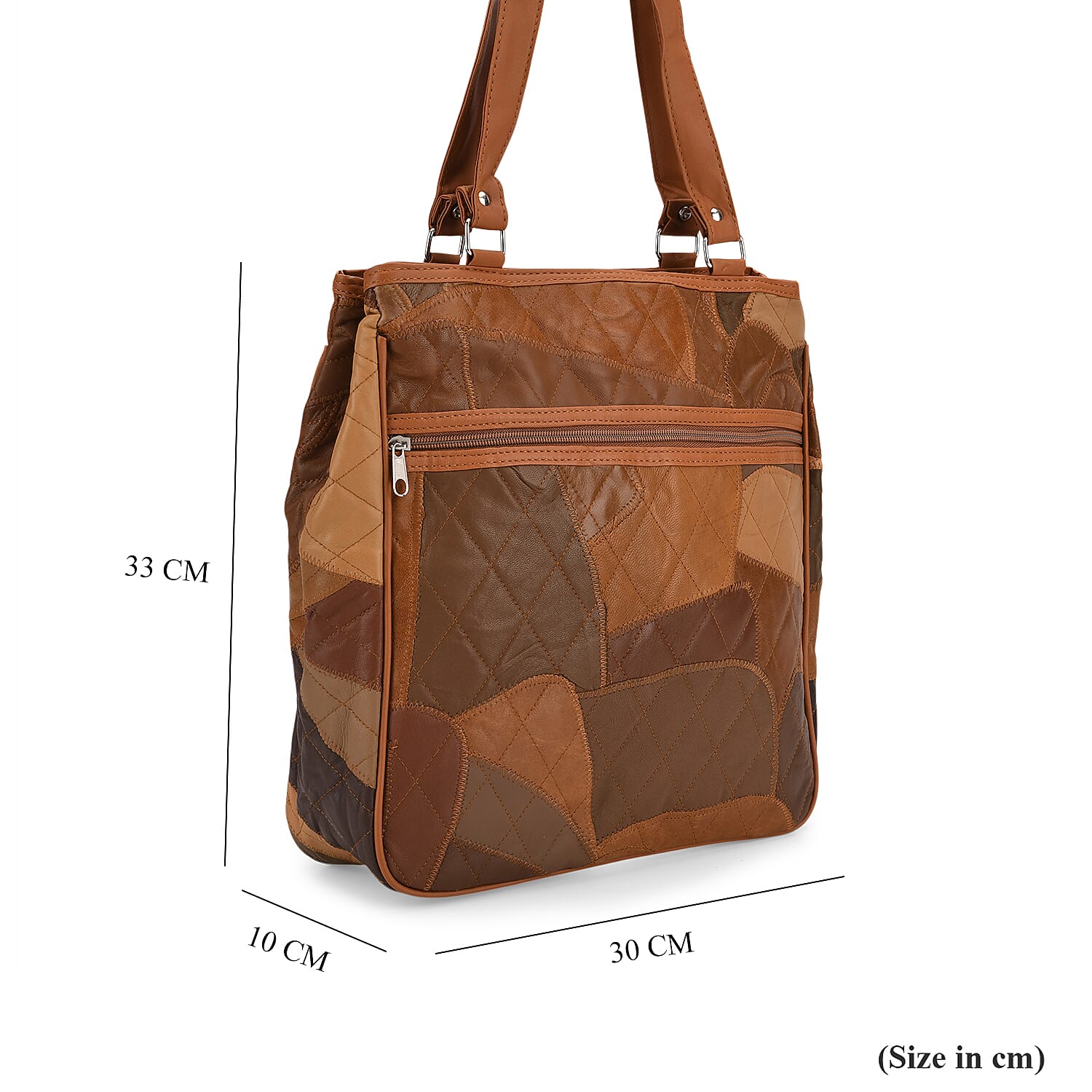 Genuine Leather Tote Bag (Size 30x10x33 cm) - Camel