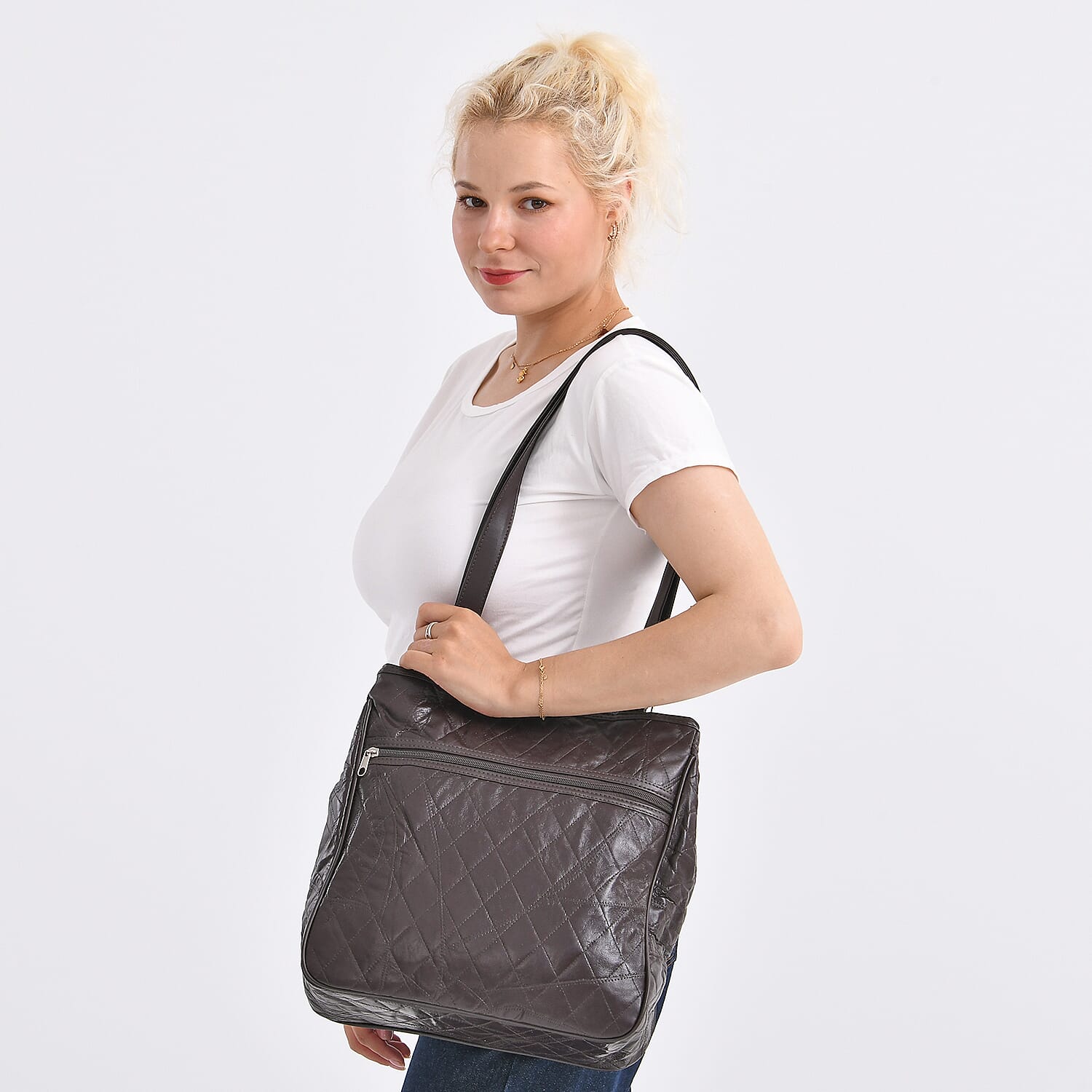 One Time CloseOut-Genuine Leather Tote Bag (Size 30x10x33 cm) - Brown