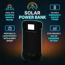 Power Bank 10000mAh with 2.1A Output, 3 Light Modes, 2 USB Ports - Black