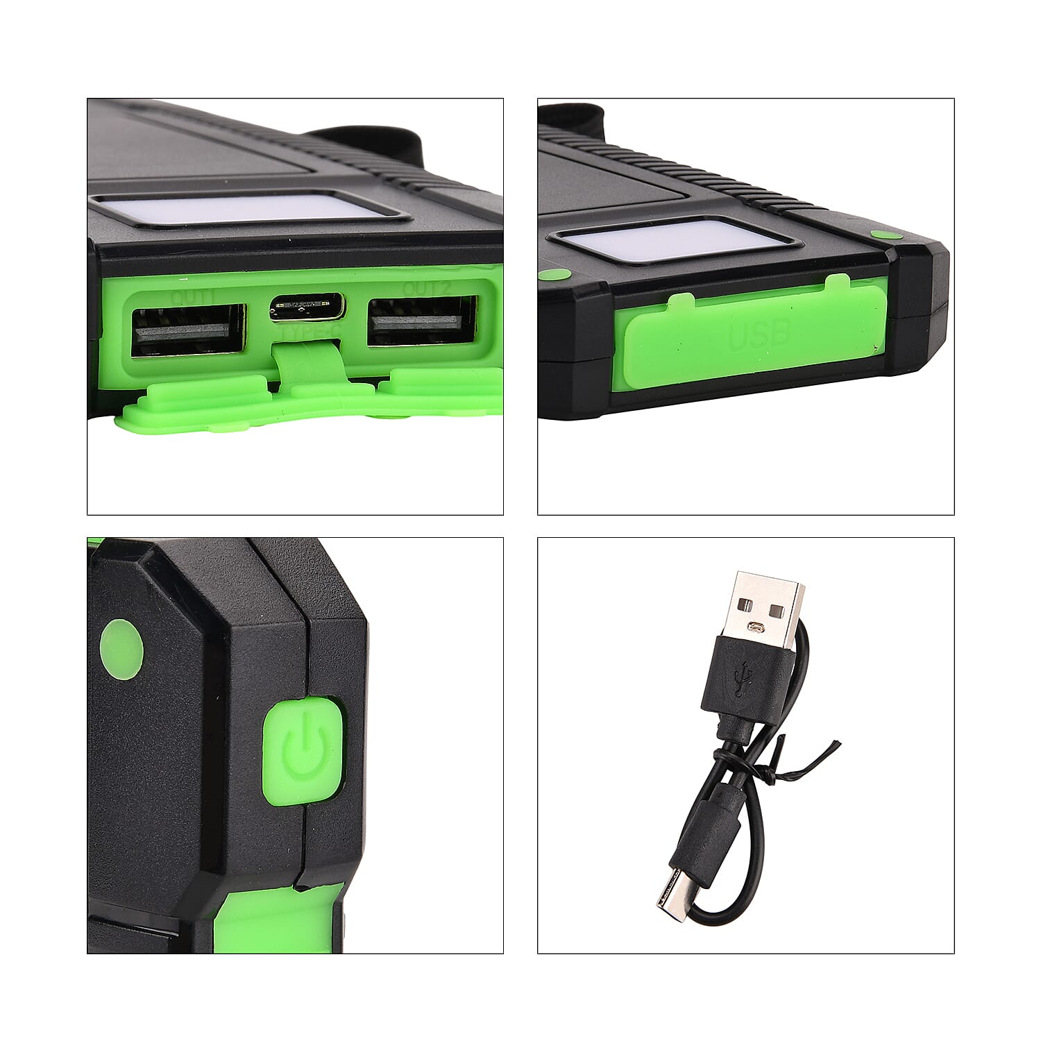 Power Bank 10000mAh with 2.1A Output - Green & Black