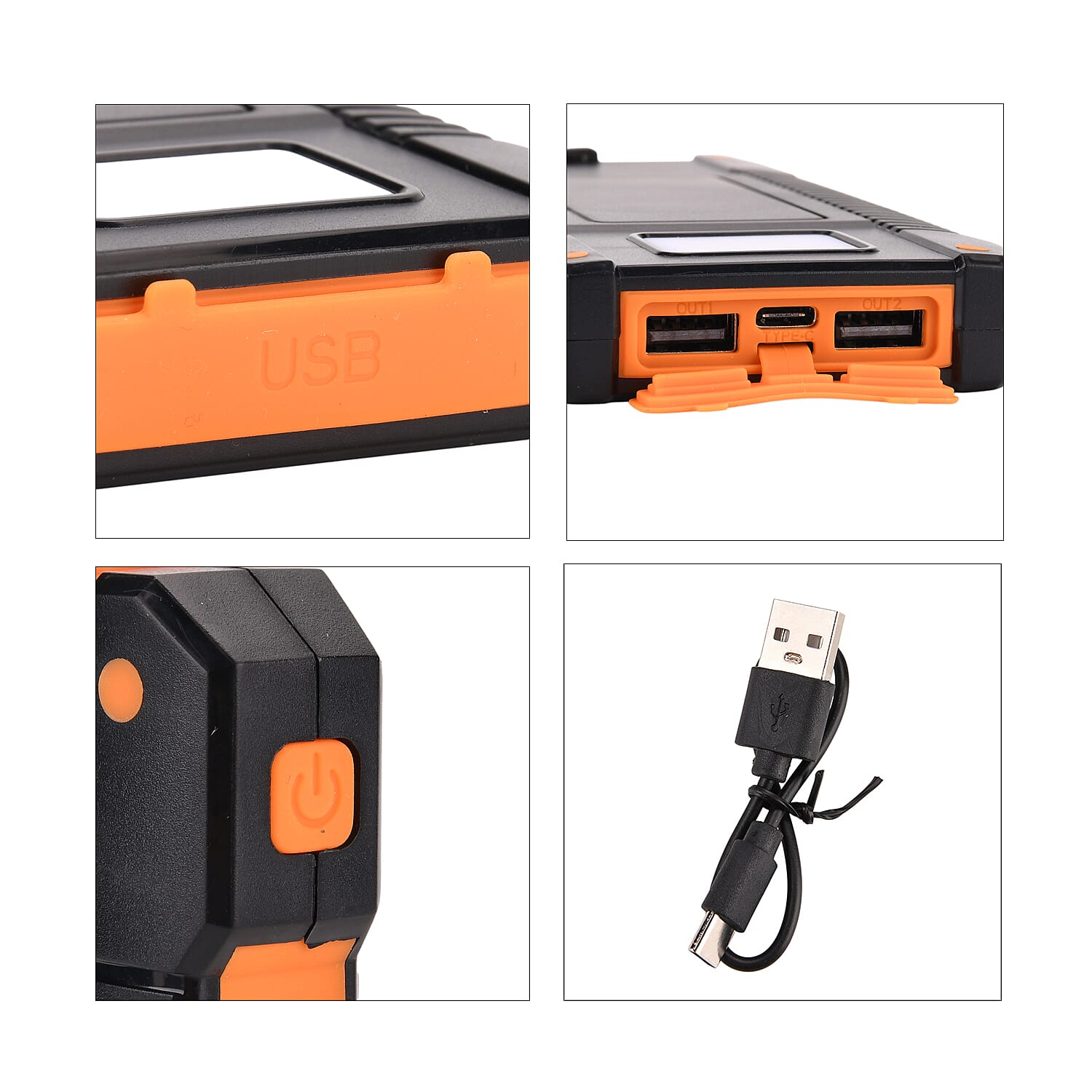 Power Bank 10000mAh with 2.1A Output - Orange & Black