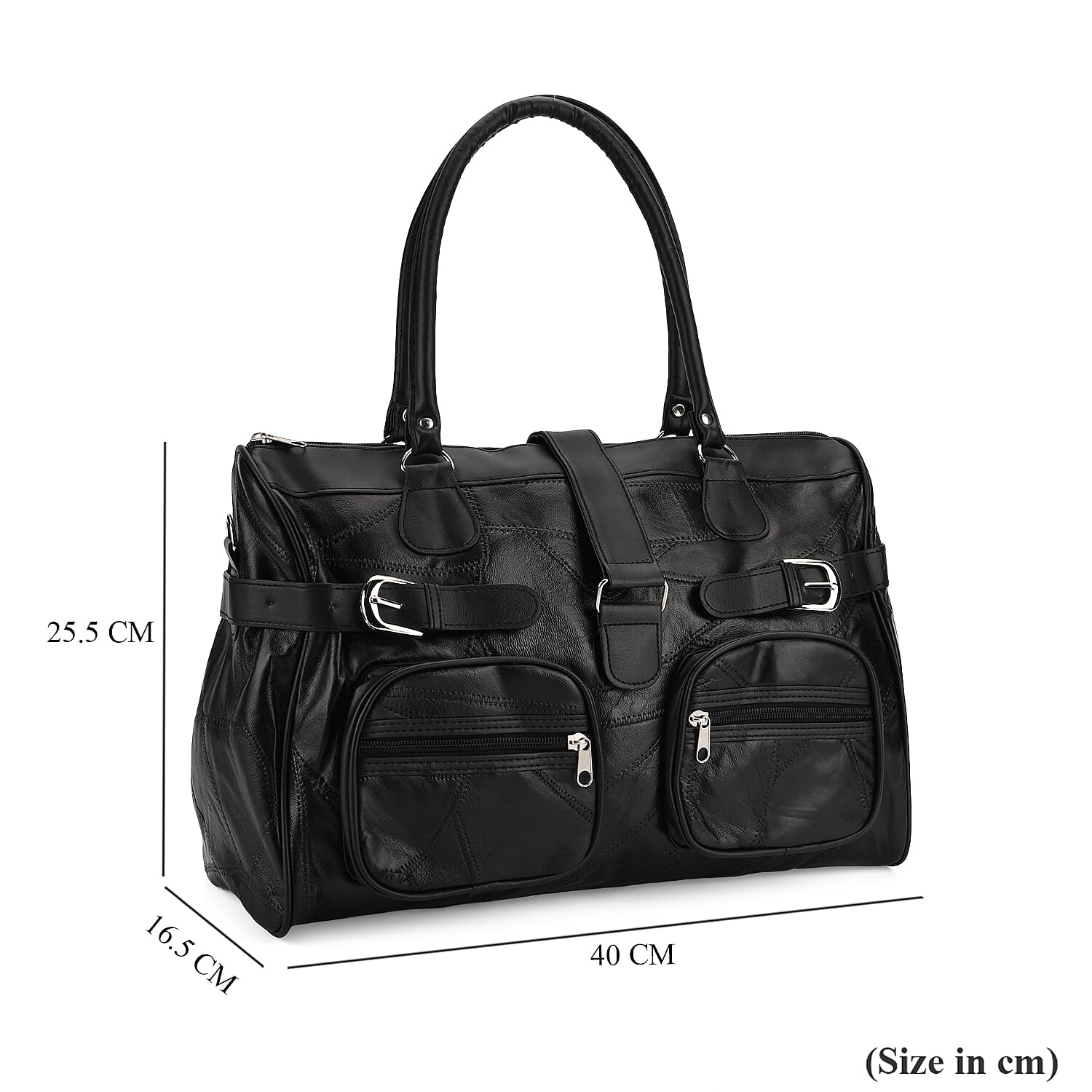 Genuine Leather Multi-Pocket Handbag - Everyday Lifestyle Bag - Black Genuine Leather Multi-Pocket Handbag - Everyday Lifestyle Bag - Black