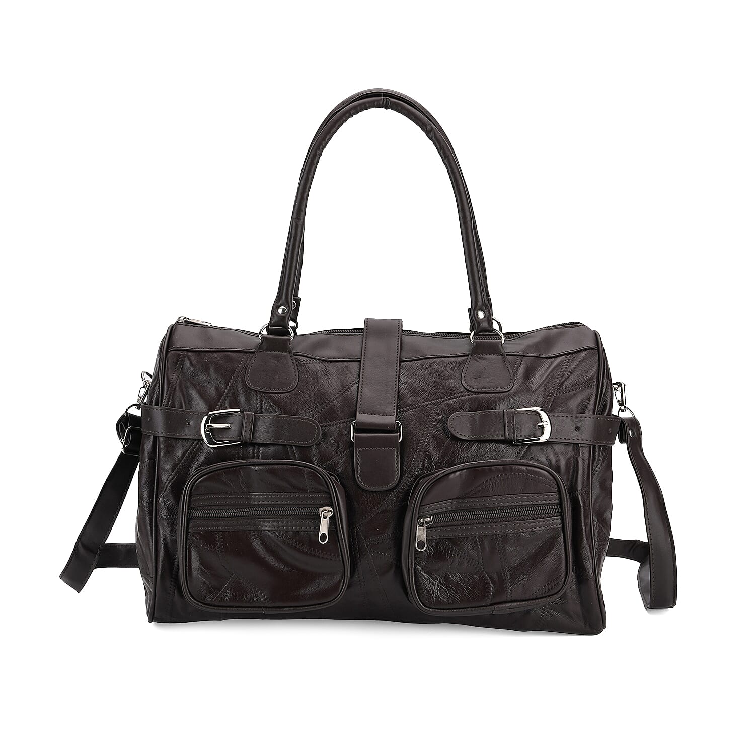 Genuine Leather Multi-Pocket Handbag - Everyday Lifestyle Bag - Brown