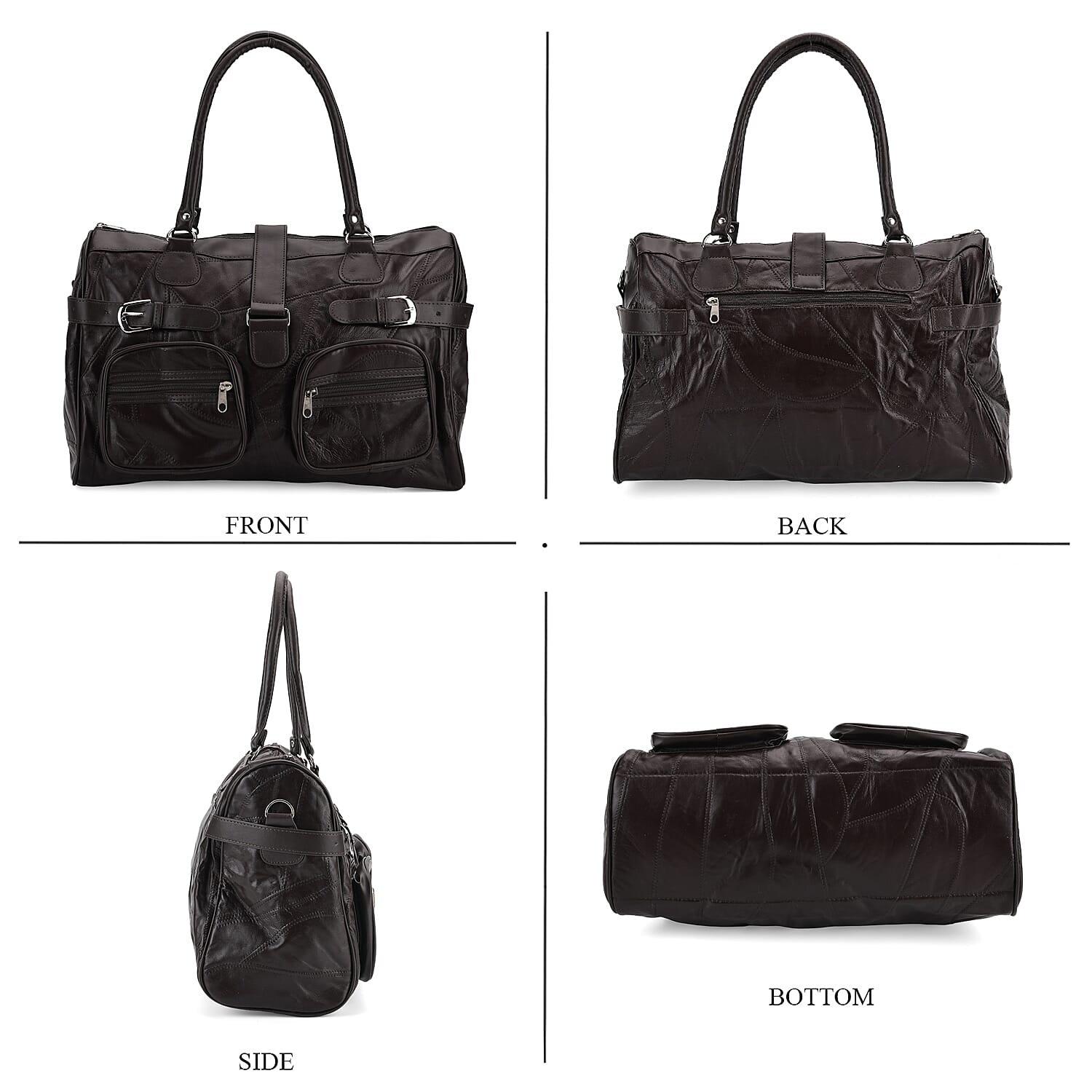 Genuine Leather Multi-Pocket Handbag - Everyday Lifestyle Bag - Brown