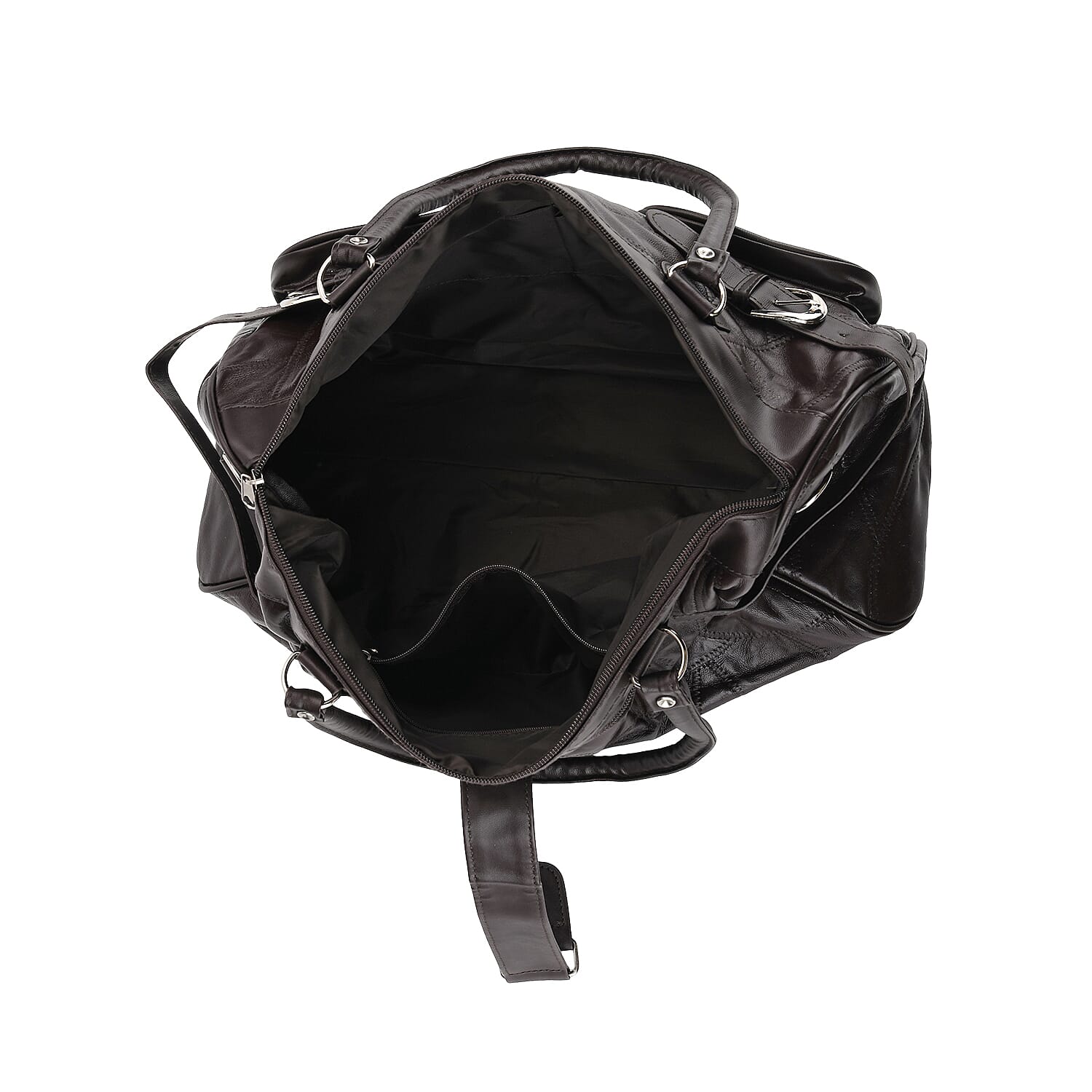 Genuine Leather Multi-Pocket Handbag - Everyday Lifestyle Bag - Brown