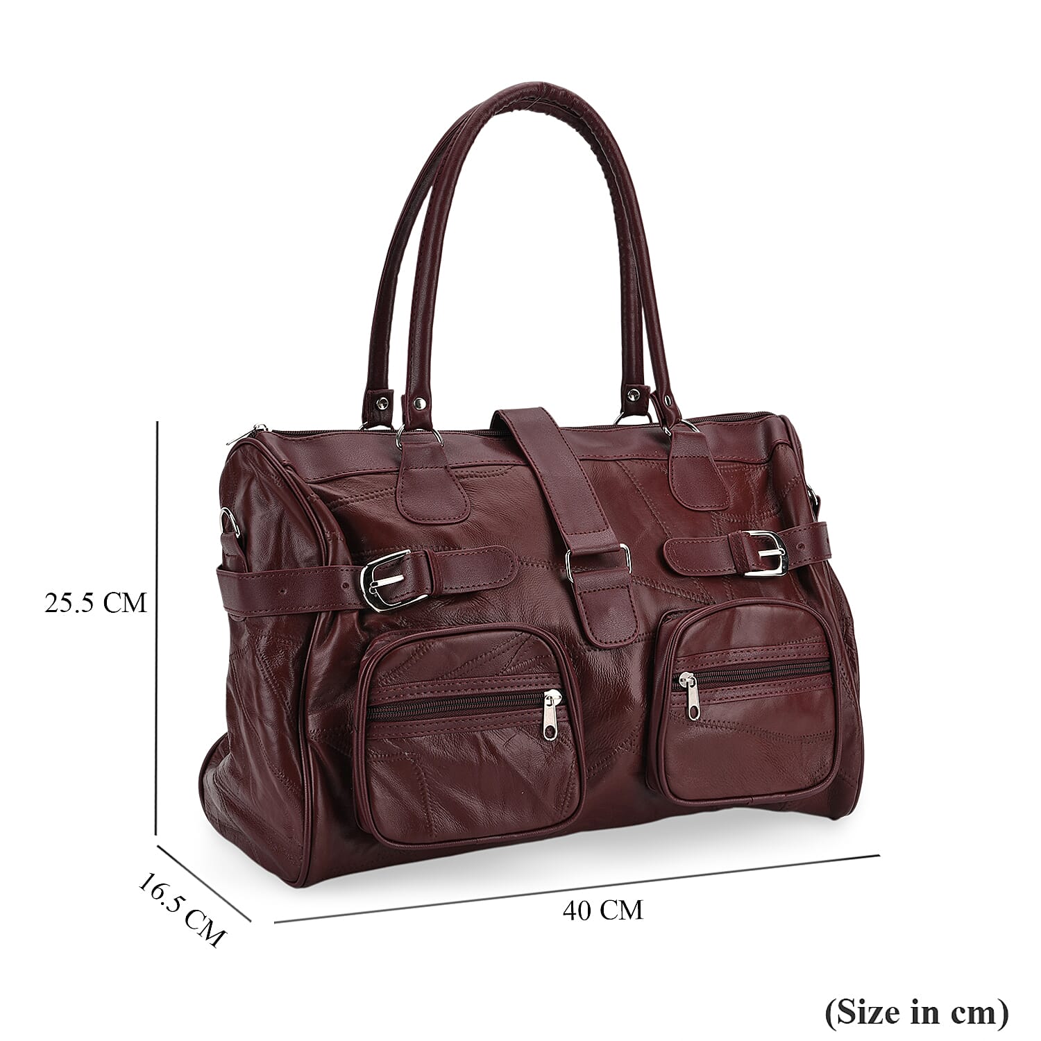 Genuine Leather Multi-Pocket Handbag - Everyday Lifestyle Bag - Burgandy