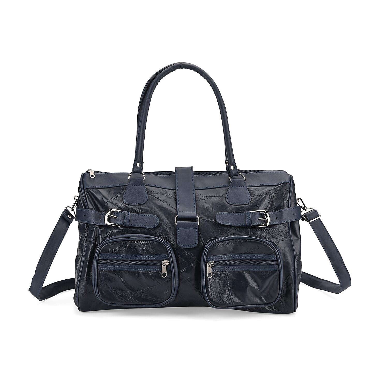 Genuine Leather Multi-Pocket Handbag - Everyday Lifestyle Bag - Blue