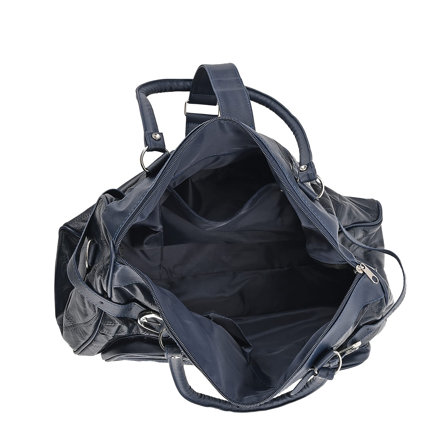 Genuine Leather Multi-Pocket Handbag - Everyday Lifestyle Bag - Blue