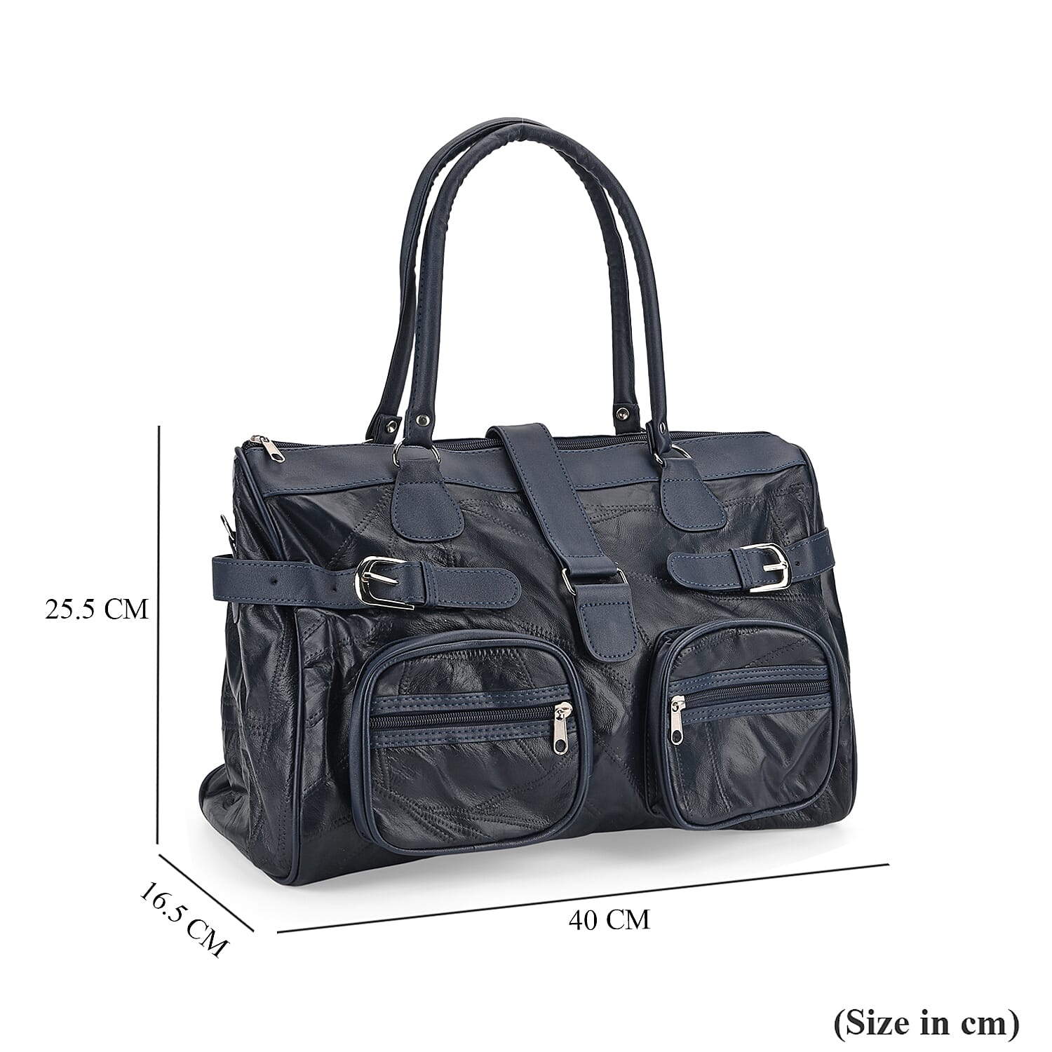 Genuine Leather Multi-Pocket Handbag - Everyday Lifestyle Bag - Blue