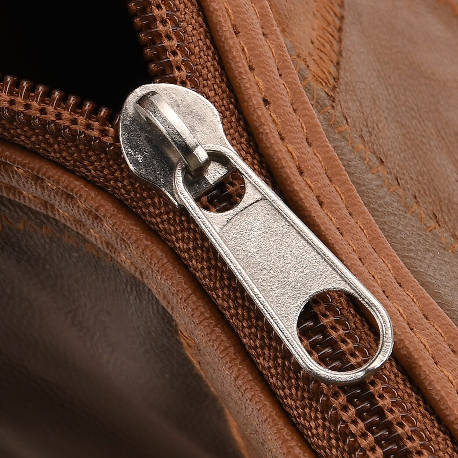 Closeout Deal - Genuine Leather Handbag with Adjustable Shoulder Strap - Camel