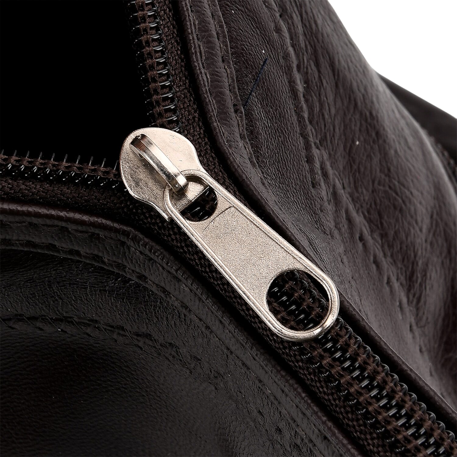 Closeout Deal - Genuine Leather Handbag with Adjustable Shoulder Strap - Brown