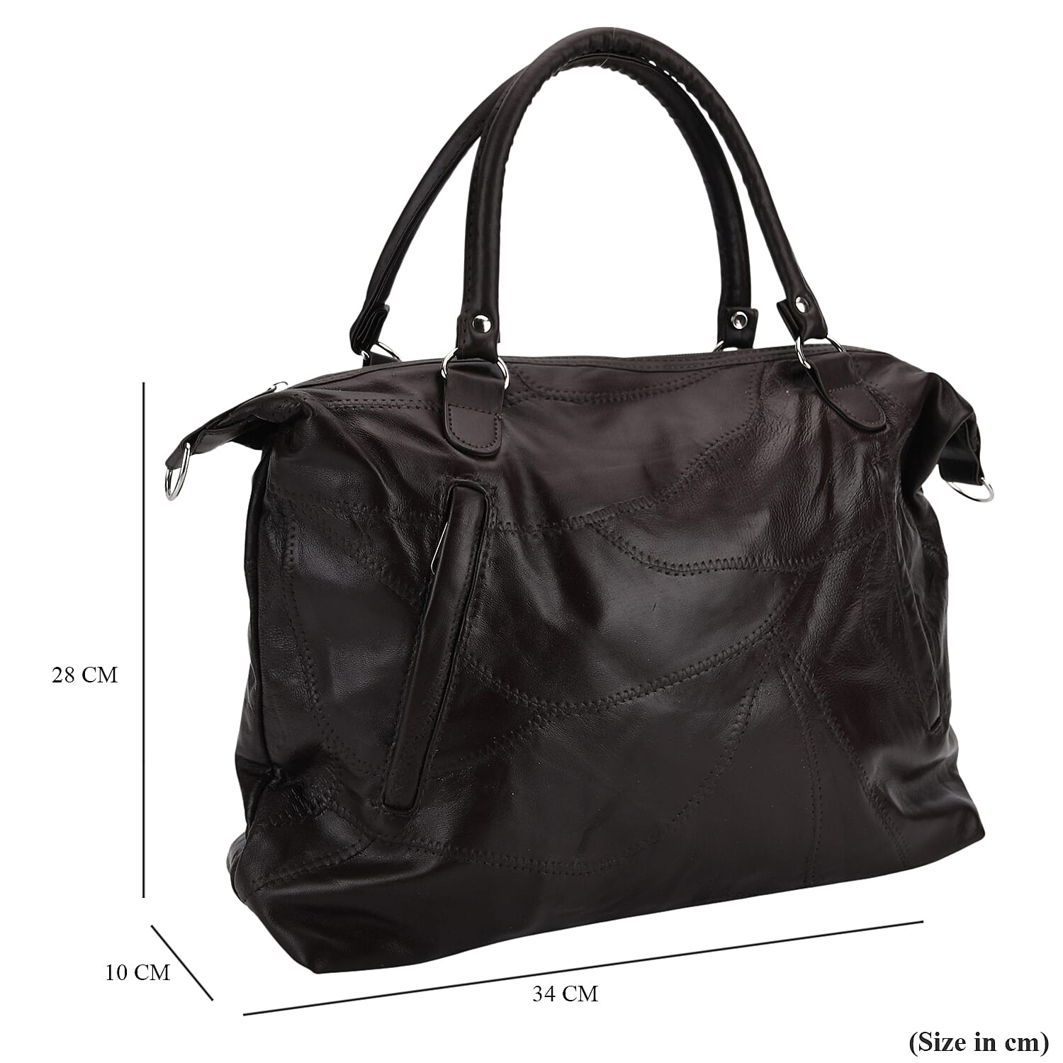 Closeout Deal - Genuine Leather Handbag with Adjustable Shoulder Strap - Brown