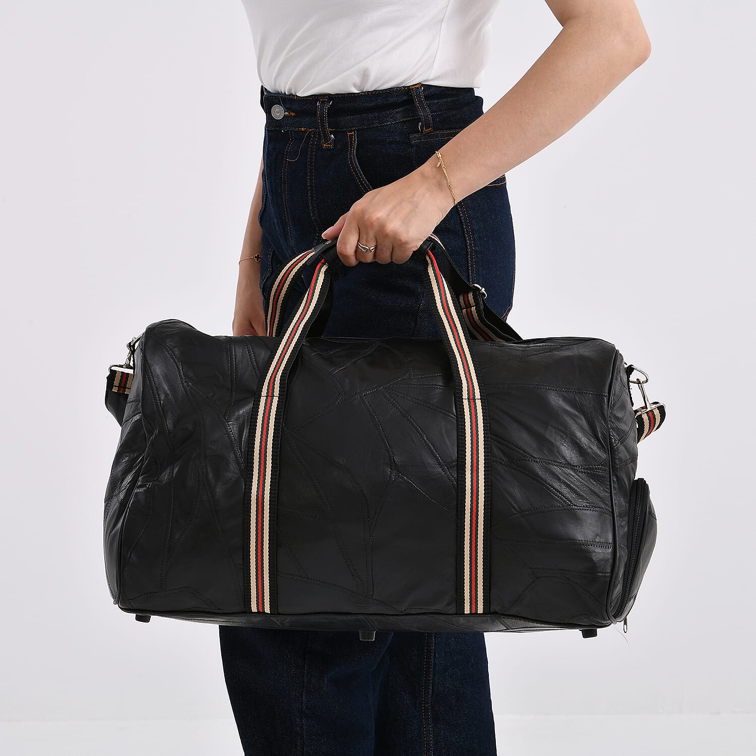 Hong Kong Closeout - 100% Genuine Leather Travel Bag - Black