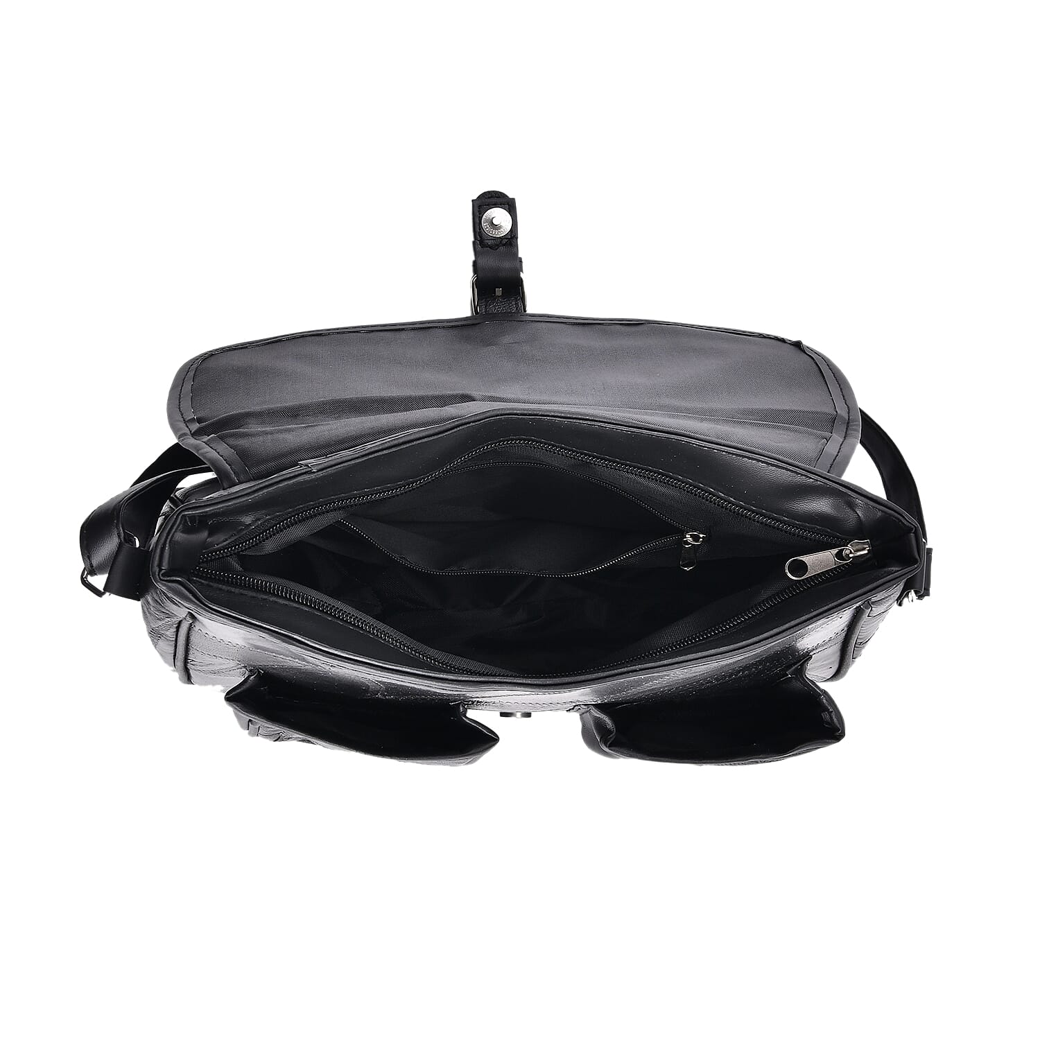 100% Leather Crossbody Bag with Adjustable Shoulder Strap - Black