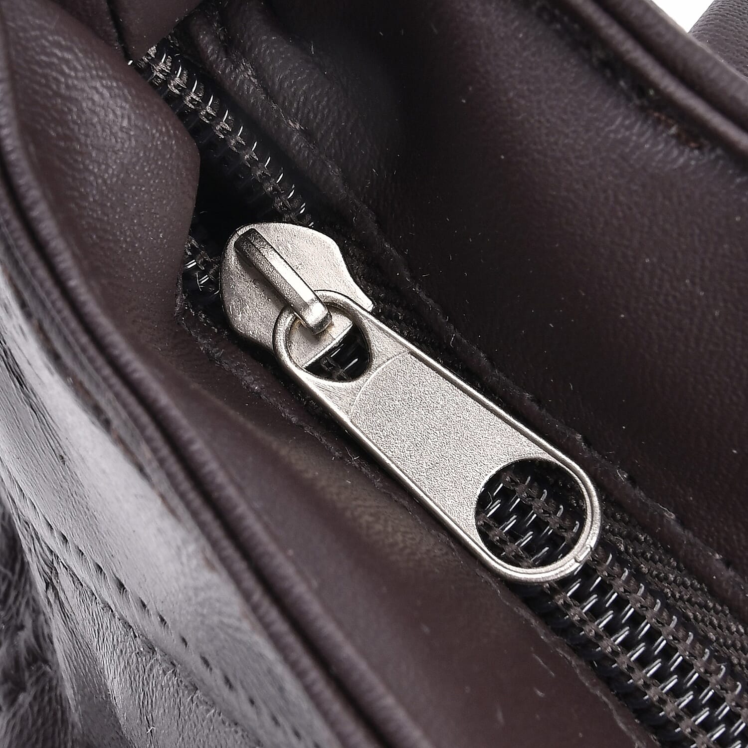 100% Leather Crossbody Bag with Adjustable Shoulder Strap - Brown