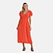 Tamsy Womens Flutter Sleeve V-Neck Smocked Midi Dress