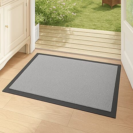 Ultra Absorbant Non Slip Doormat- Protect your floors and catch dirt and mud at the door Machine Washable - 60X40 cm - Grey