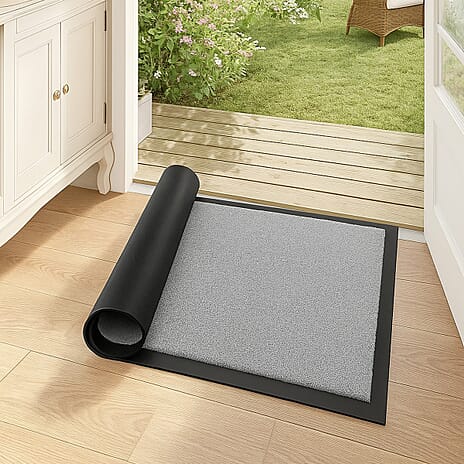 Ultra Absorbant Non Slip Doormat- Protect your floors and catch dirt and mud at the door Machine Washable - 60X40 cm - Grey