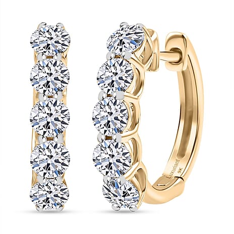 Luxuriant Diamond 9K Yellow Gold SGL Certified Lab Grown Diamond SI-G-H Full Hoop Earring with Clasp 1.02 Ct.