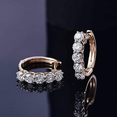 Luxuriant Diamond 9K Yellow Gold SGL Certified Lab Grown Diamond SI-G-H Full Hoop Earring with Clasp 1.02 Ct.