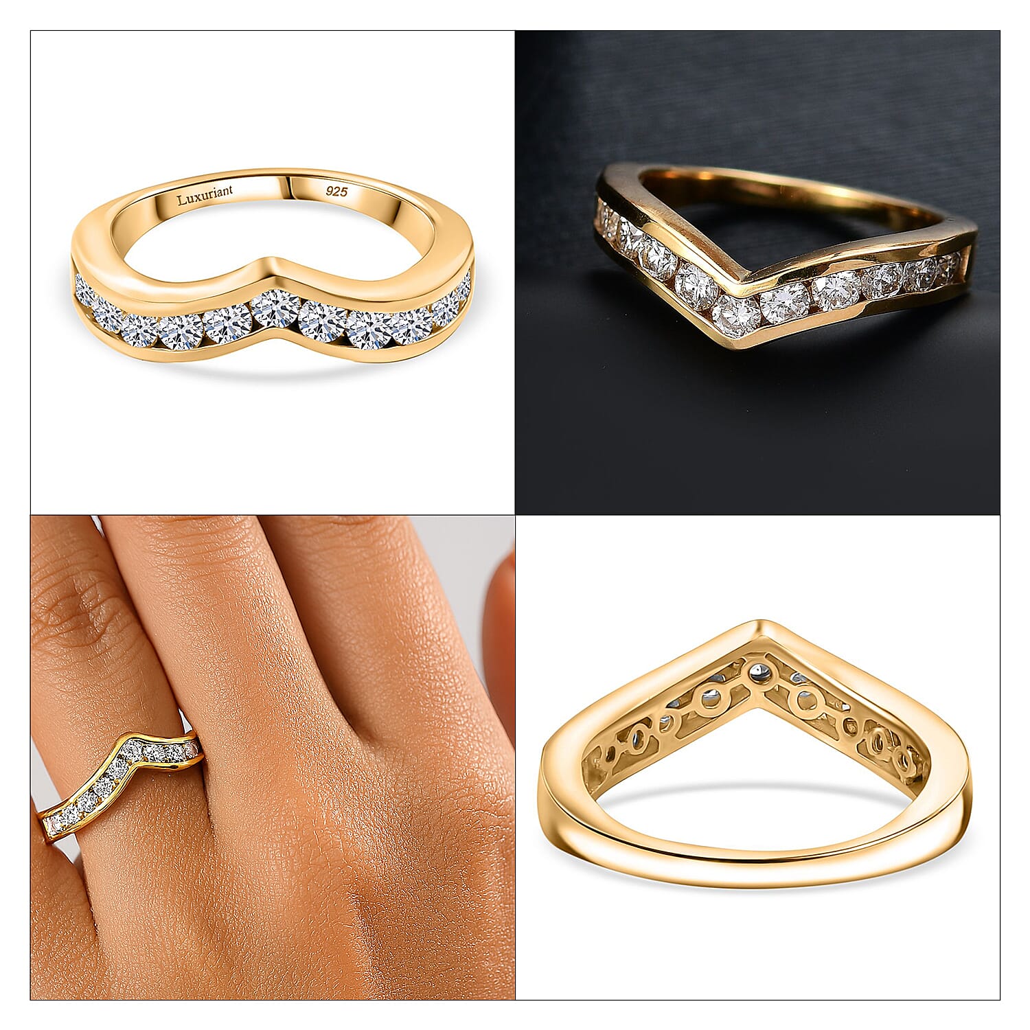 Luxuriant Diamond Lab Grown Diamond Wishbone Ring in Sterling Silver Luxuriant Diamond Lab Grown Diamond Wishbone Ring in Sterling Silver