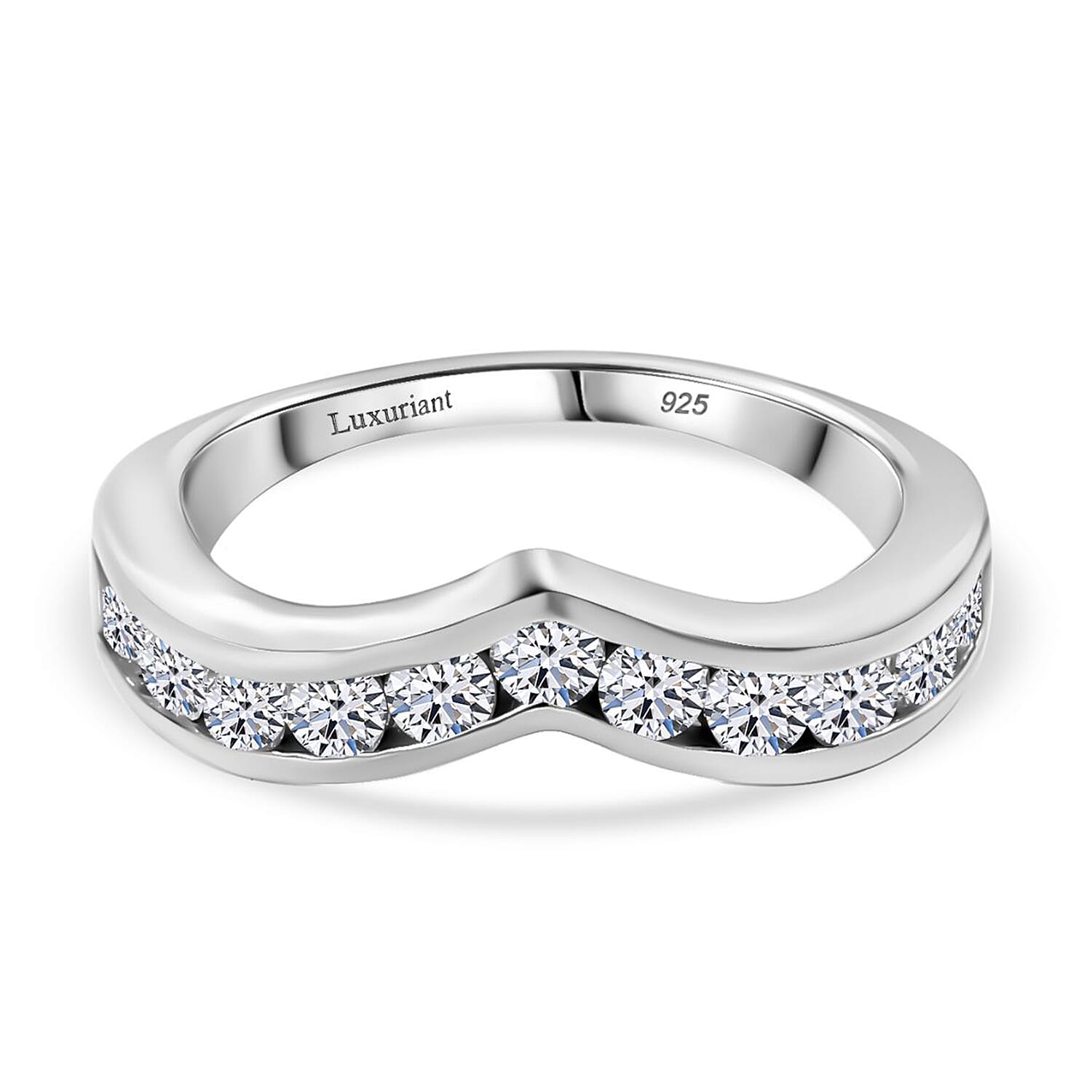 Luxuriant Diamond Lab Grown Diamond Wishbone Ring in Sterling Silver