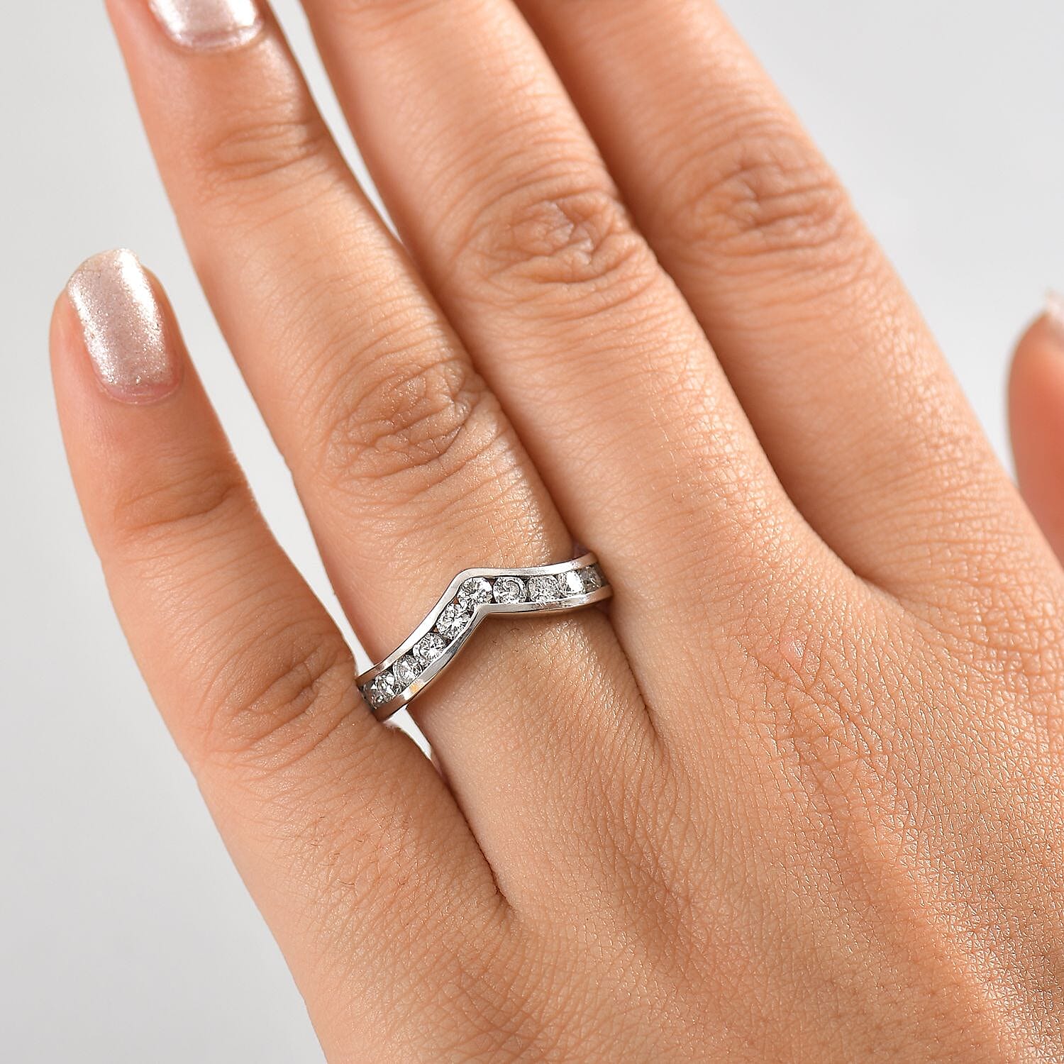 Luxuriant Diamond Lab Grown Diamond Wishbone Ring in Sterling Silver