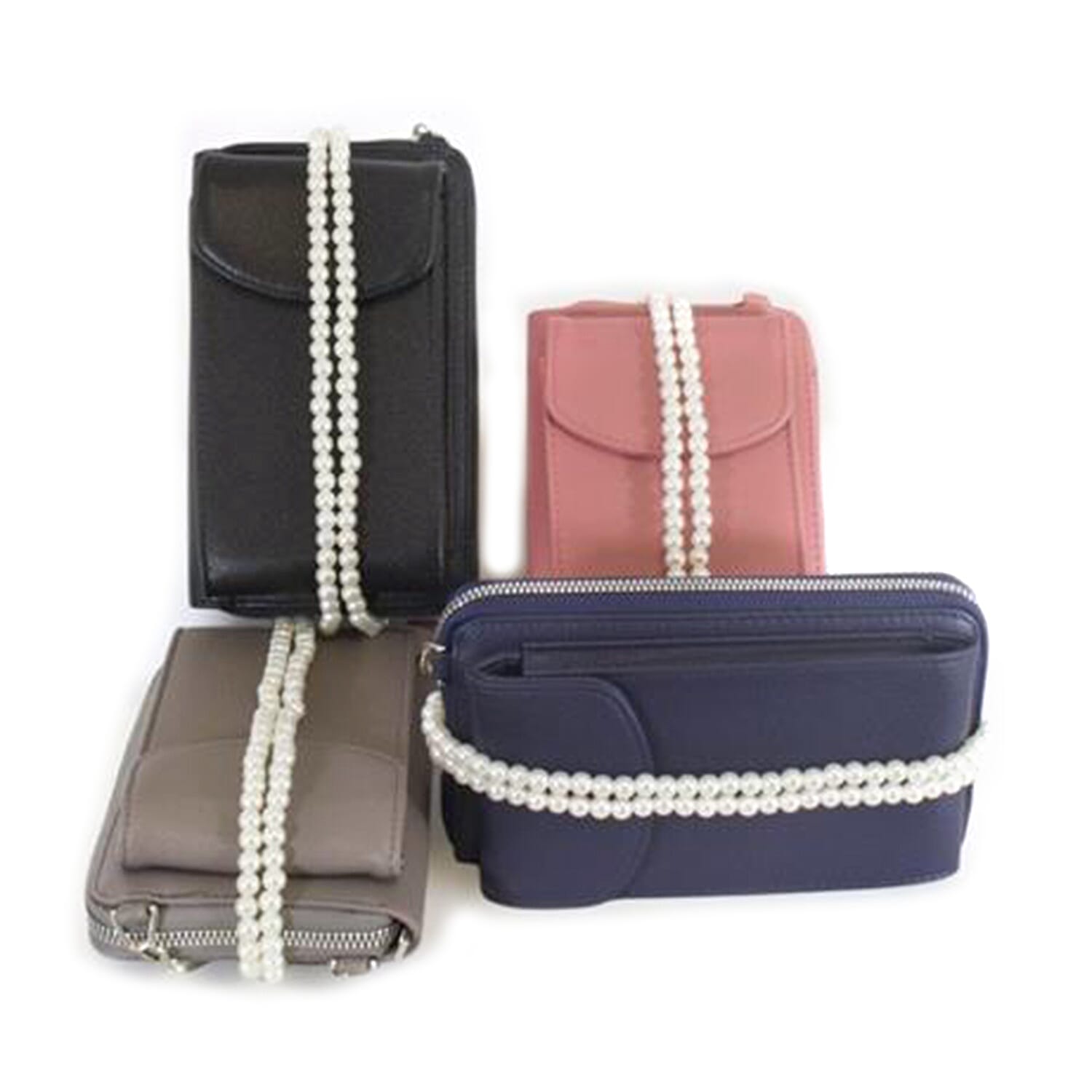 Leatherette Free Pearl String Crossbody Bag - Assorted
