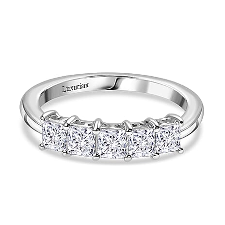 Luxuriant Diamond 950 Platinum SGL Certified Princess Cut Lab Grown Diamond (VS-E-F) 5 Stone Ring 1.00 Ct.