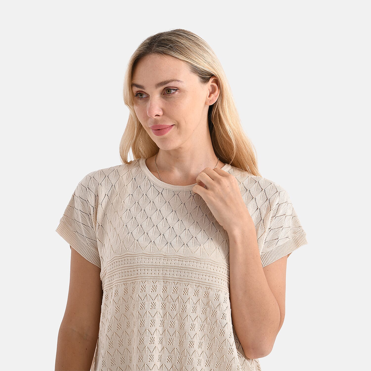 La Marey Pattern Knit Top (Size S) - Blue