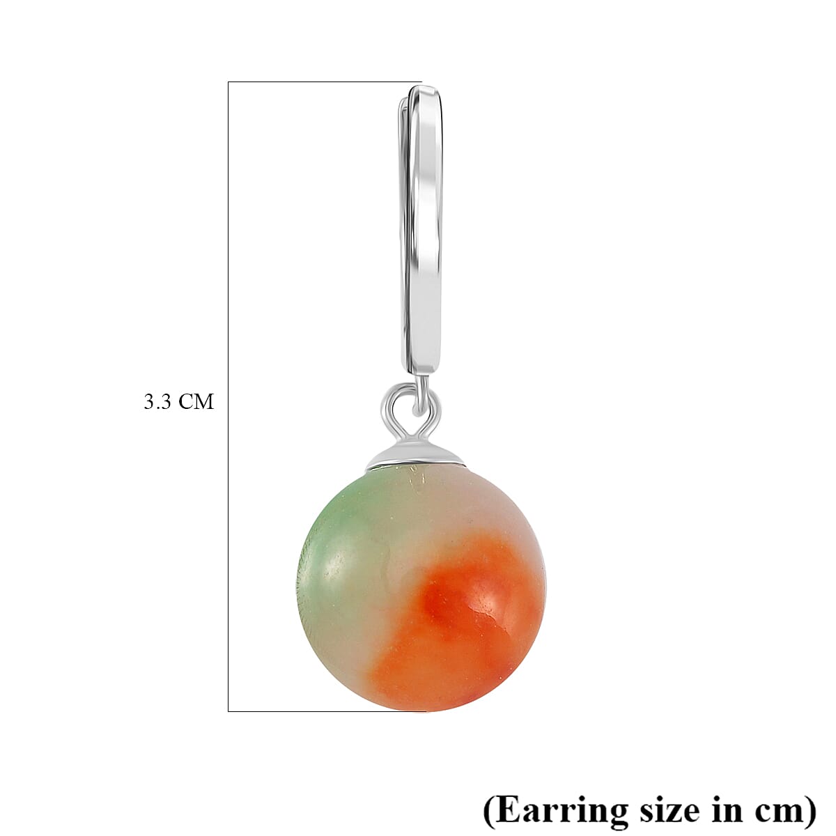 Multi Colour Jade Earring with Hoop in Rhodium Overlay Sterling Silver 30.00 Ct. Multi Colour Jade Earring with Hoop in Rhodium Overlay Sterling Silver 30.00 Ct.