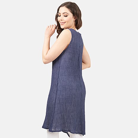Cotton Woven Dress (Size - 8) - Navy