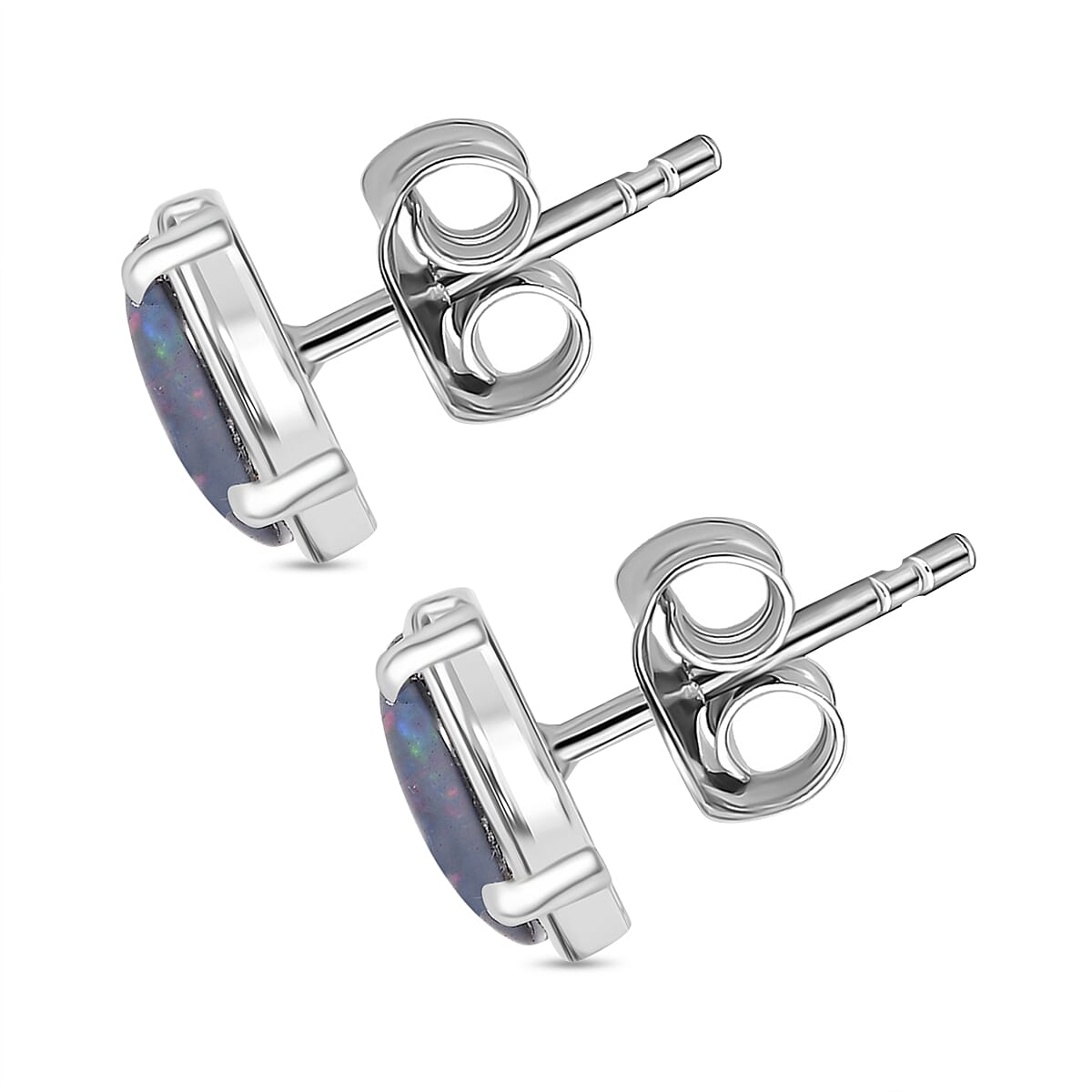 Boulder Opal Triplet Earring with Push Back in Platinum Overlay Sterling Silver 1.74 Ct. Boulder Opal Triplet Earring with Push Back in Platinum Overlay Sterling Silver 1.74 Ct.