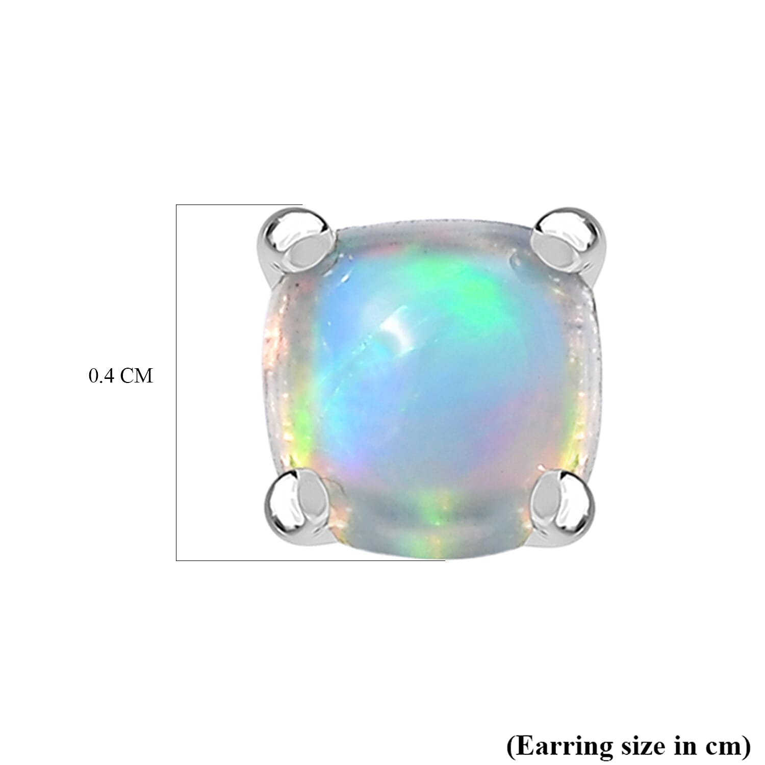 Ethiopian Opal Solitaire Stud Push Post Earring Sterling Silver