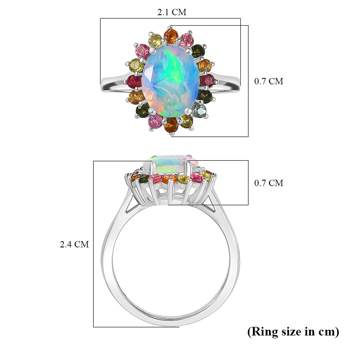Ethiopian Opal & Multi-Tourmaline Solitaire Ring in Rhodium Overlay Sterling Silver 2.21 Ct. Ethiopian Opal & Multi-Tourmaline Solitaire Ring in Rhodium Overlay Sterling Silver 2.21 Ct.