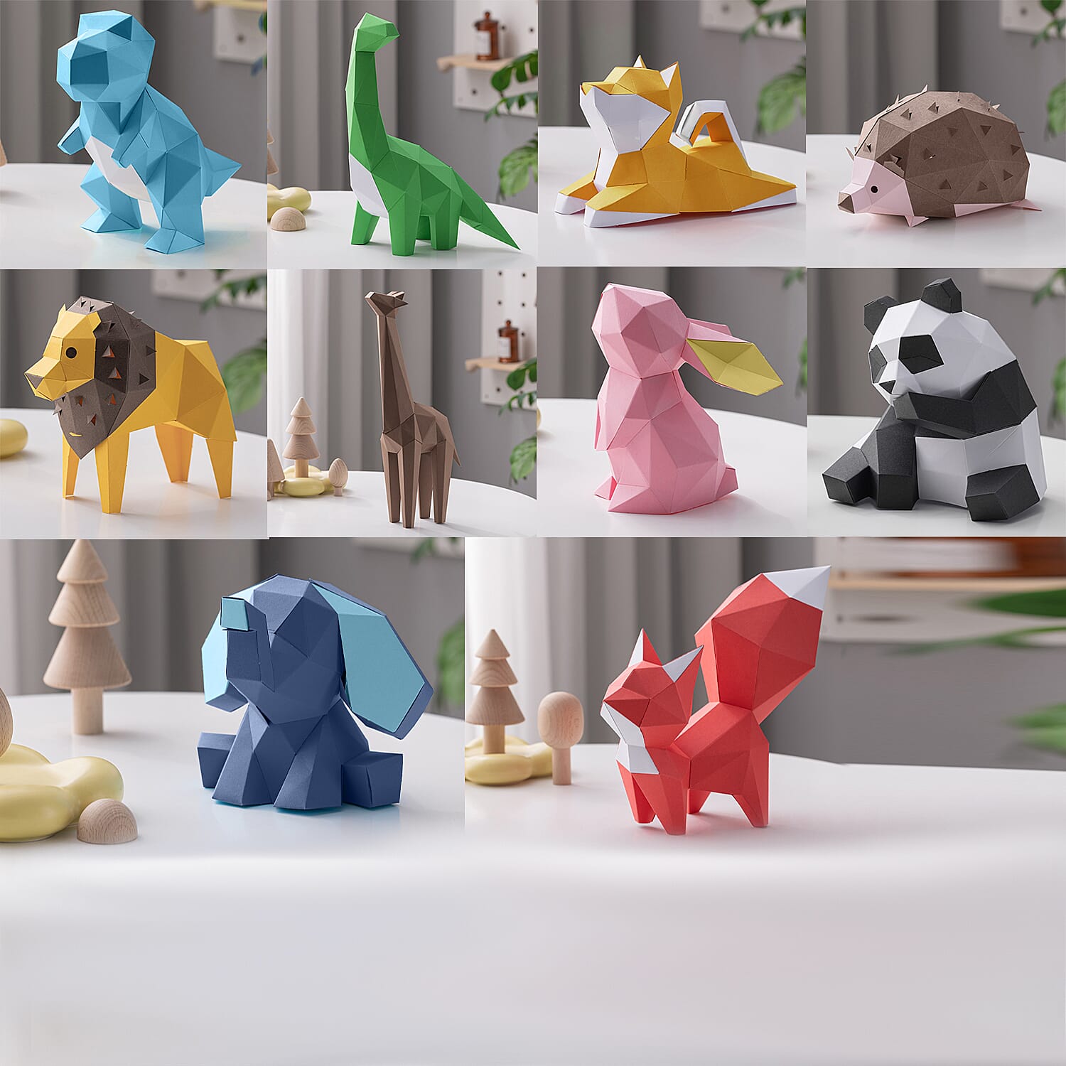 Set of 10 Animal Origami Paper Models