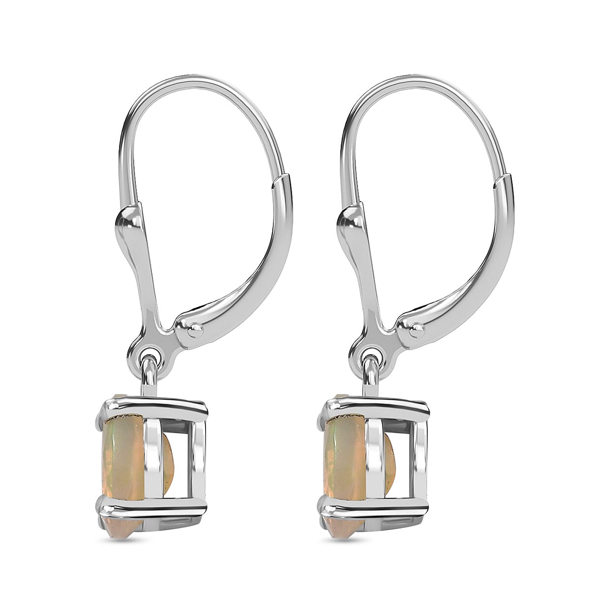 Ethiopian Opal Earring with Lever Back in Platinum Overlay Sterling Silver 1.01 Ct.