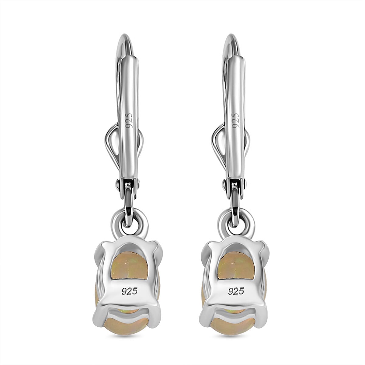 Ethiopian Opal Earring with Lever Back in Platinum Overlay Sterling Silver 1.01 Ct.