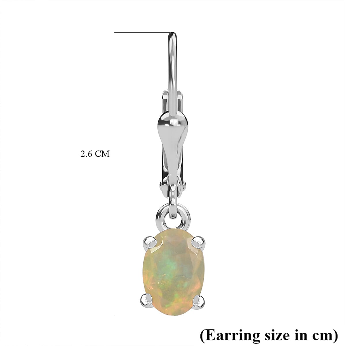 Ethiopian Opal Earring with Lever Back in Platinum Overlay Sterling Silver 1.01 Ct.