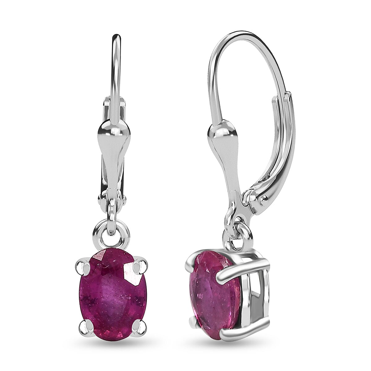 Fissure Filled Pink Sapphire Earring with Lever Back in Platinum Overlay Sterling Silver 2.14 Ct. Fissure Filled Pink Sapphire Earring with Lever Back in Platinum Overlay Sterling Silver 2.14 Ct.