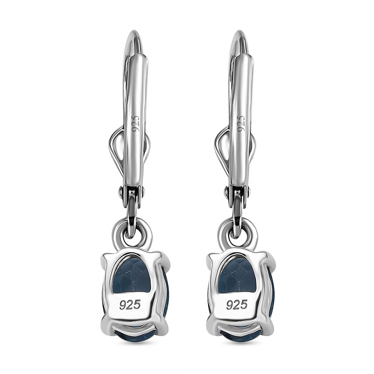 London Blue Topaz Earring with Lever Back in Platinum Overlay Sterling Silver 1.77 Ct. London Blue Topaz Earring with Lever Back in Platinum Overlay Sterling Silver 1.77 Ct.