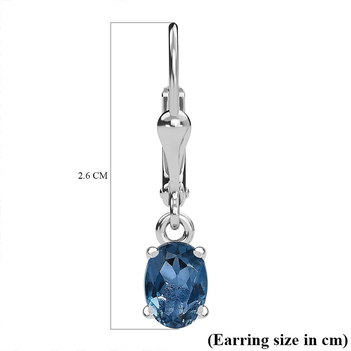 London Blue Topaz Earring with Lever Back in Platinum Overlay Sterling Silver 1.77 Ct. London Blue Topaz Earring with Lever Back in Platinum Overlay Sterling Silver 1.77 Ct.