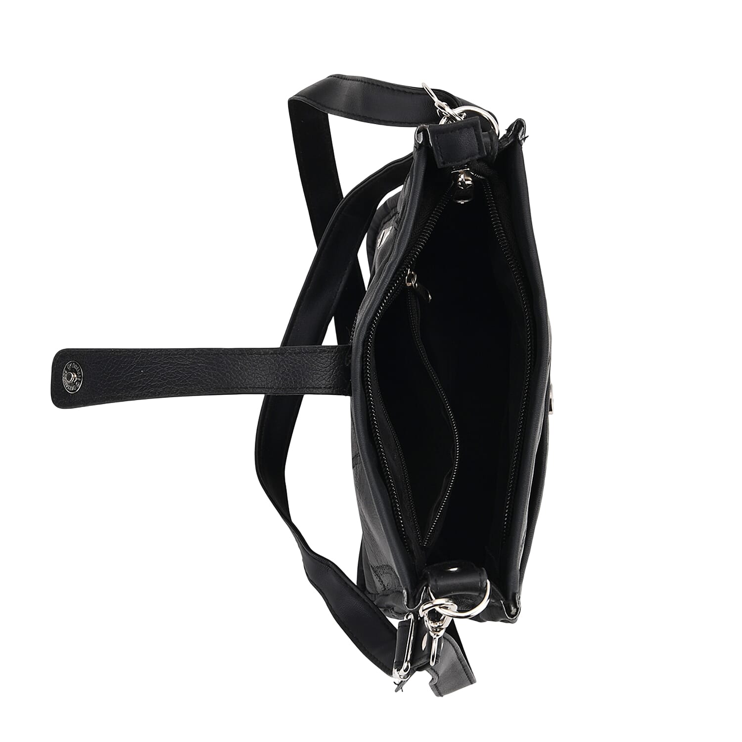 Styled By Patchwork Crossbody Bag with Adjustable Shoulder Strap - Black