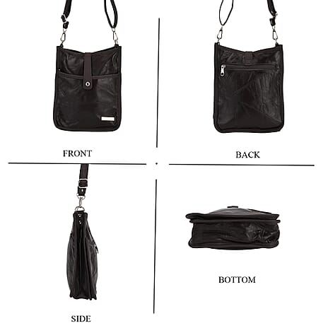 Styled By Patchwork Crossbody Bag with Adjustable Shoulder Strap - Brown