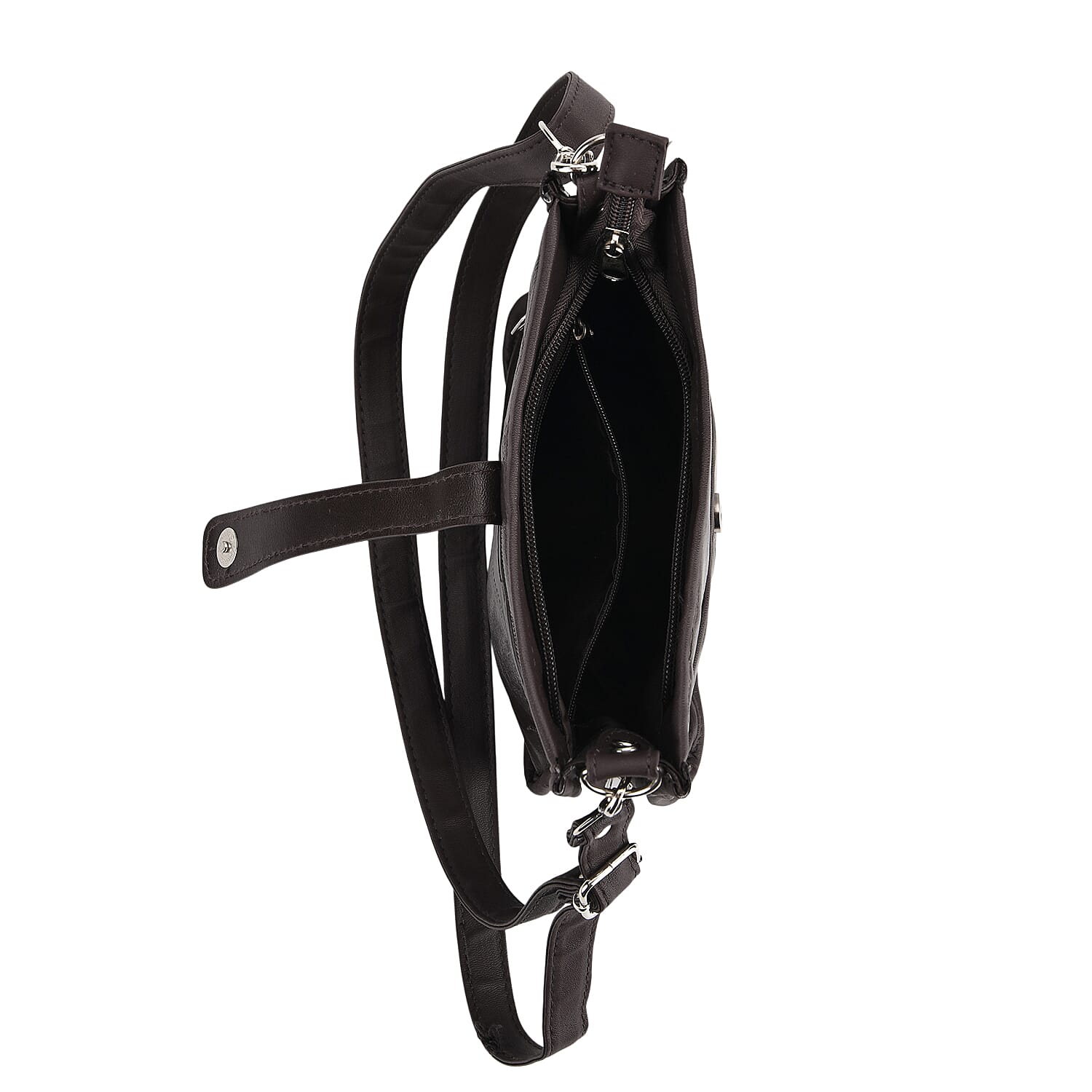 Styled By Patchwork Crossbody Bag with Adjustable Shoulder Strap - Brown