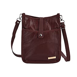 Styled By Patchwork Crossbody Bag with Adjustable Shoulder Strap - Burgundy