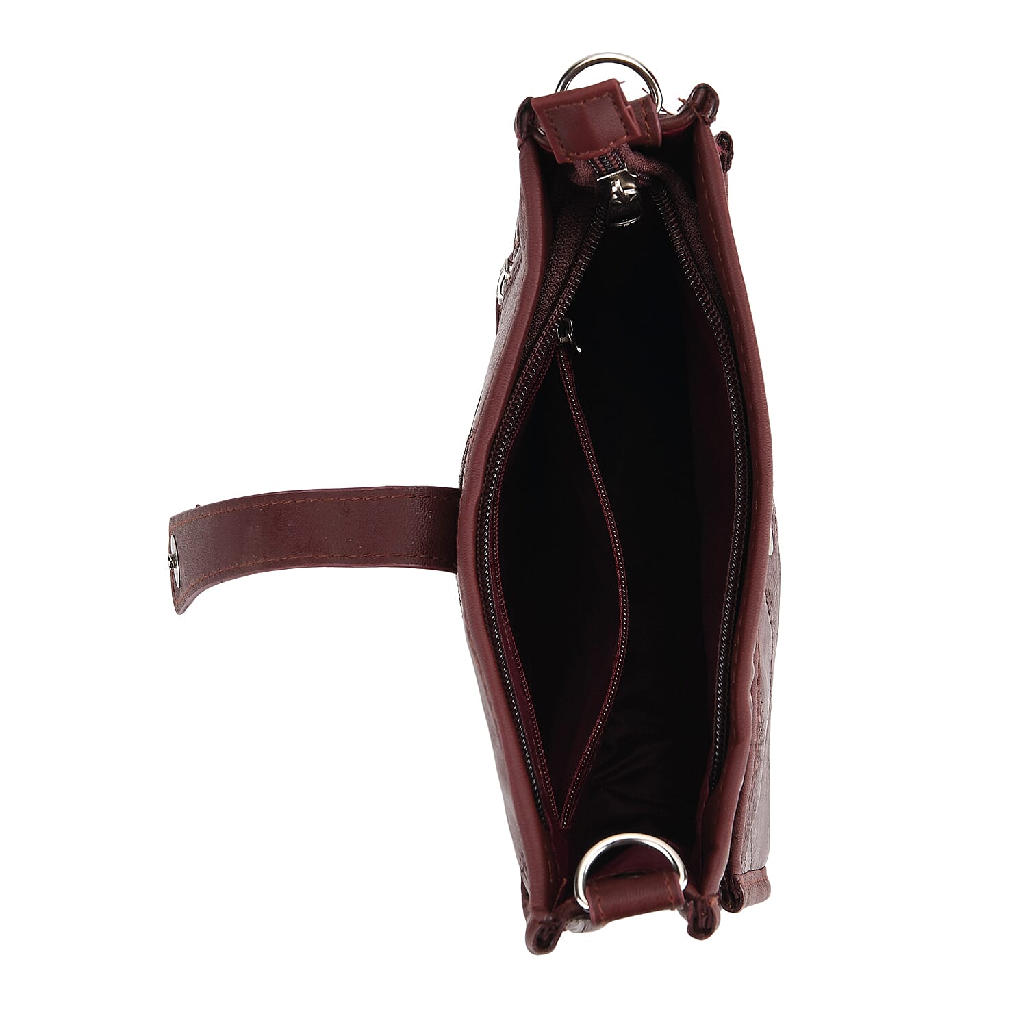 Styled By Patchwork Crossbody Bag with Adjustable Shoulder Strap - Burgundy