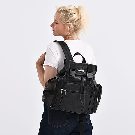 BRAND NEW LAUNCH - HOLIDAY SPECIAL DEAL - Styled By 100% Genuinel leather Backpack - Black, Great for holidays