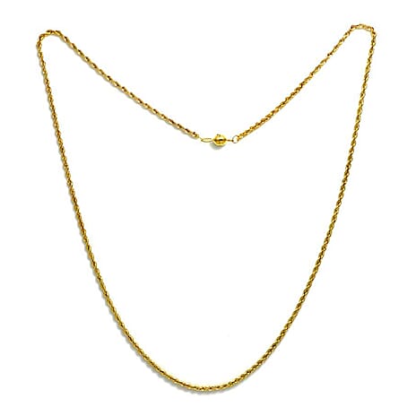 Italian Made 9K Yellow Gold Diamond Cut Rope Necklace (Size 18) with Magnetic Clasp